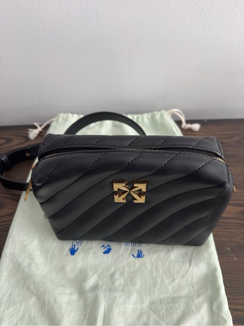 Off-White Black Quilted Crossbody with Gold Arrow Logo - Picture 4 of 10